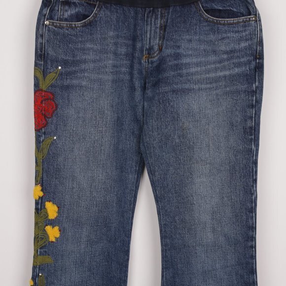 A Pea In The Pod Maternity Embroidered Bootcut Jeans size Small - Picture 2 of 7